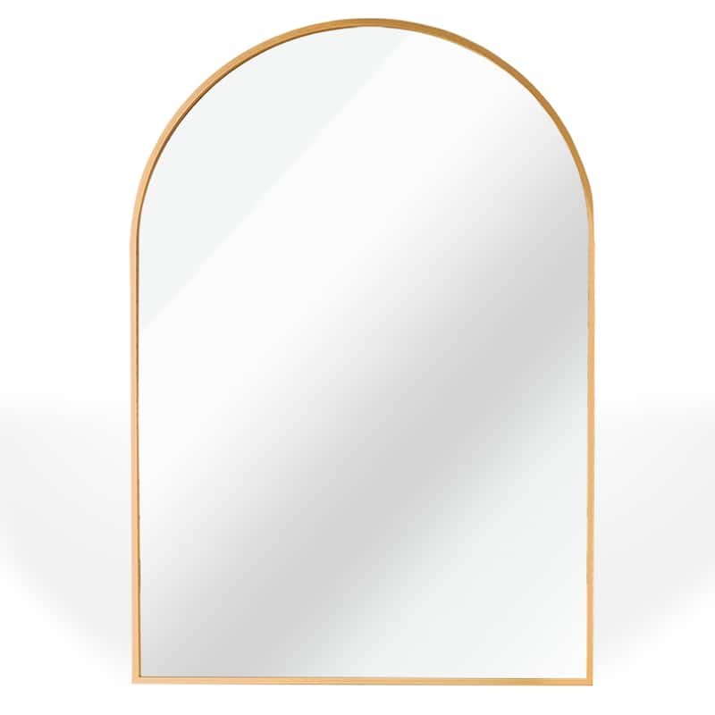 24x36 Inch Metal Framed Arched Bathrrom Mirror For Wall