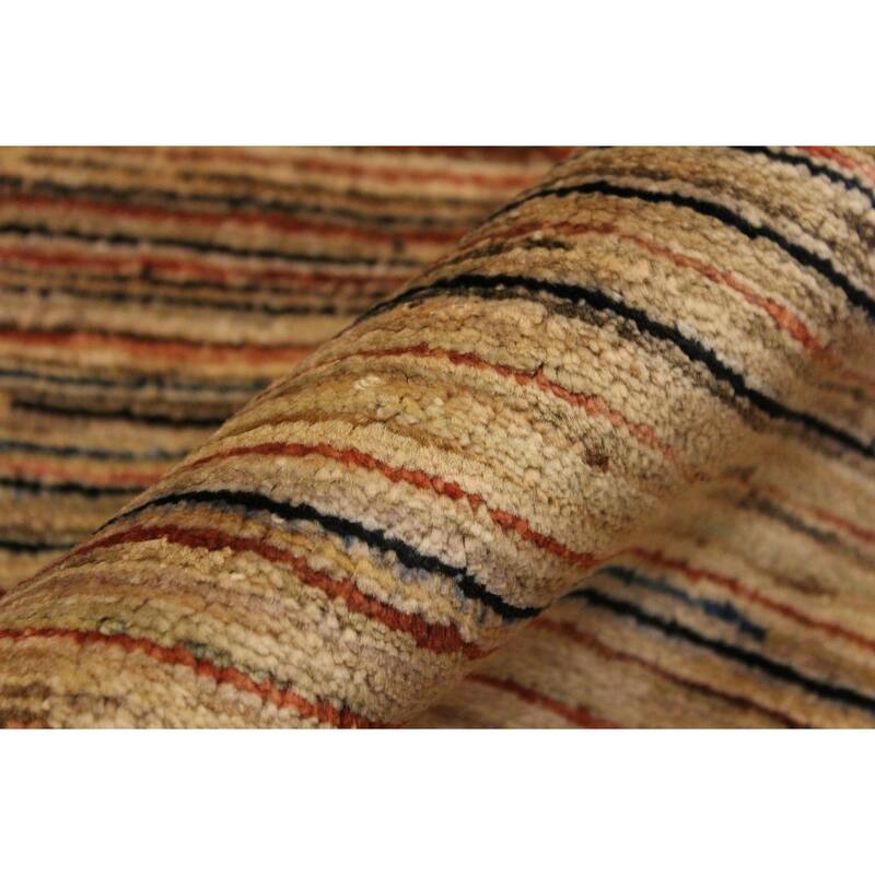 Modern Minimalist Gabbeh Hand Knotted Wool Area Rug