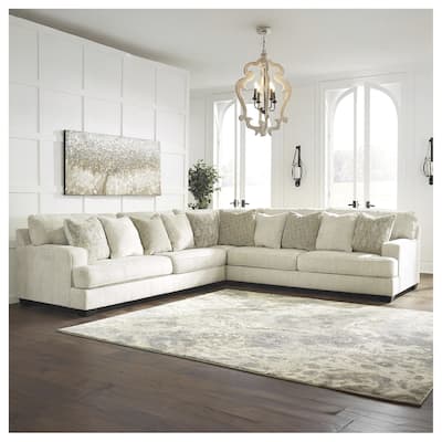 Signature Design by Ashley Rawcliffe Neutral Ivory and Beige 3-Piece Sectional Sofa