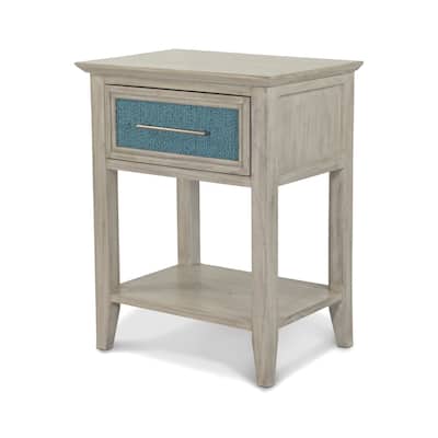 Ocean Isles 1 Drawer Woven Nightstand with Power and USB A Ocean Blue and Aged Ivory Finish