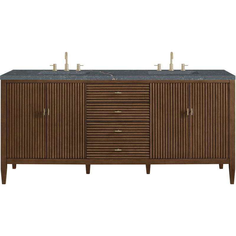 James Martin Vanities 485-V72-FPBL Myrrin 72" Free Standing Double - Mid-Century Walnut - Walnut Finish