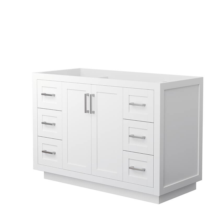 Wyndham Collection Miranda 48" Single Free Standing Vanity Cabinet - White / Brushed Nickel Hardware