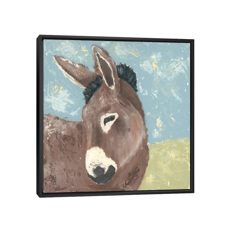 iCanvas "Farm Life-Donkey" by Jade Reynolds Framed Canvas Print - Black - 37x37