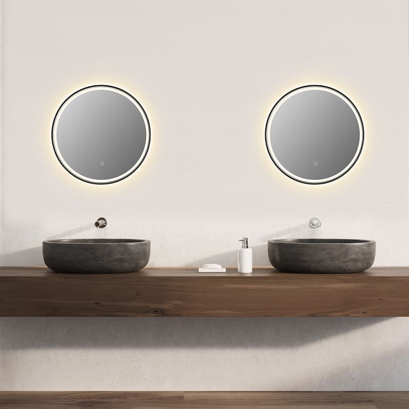 Altair Palme Round Framed Bathroom LED Lighted Wall Mirror