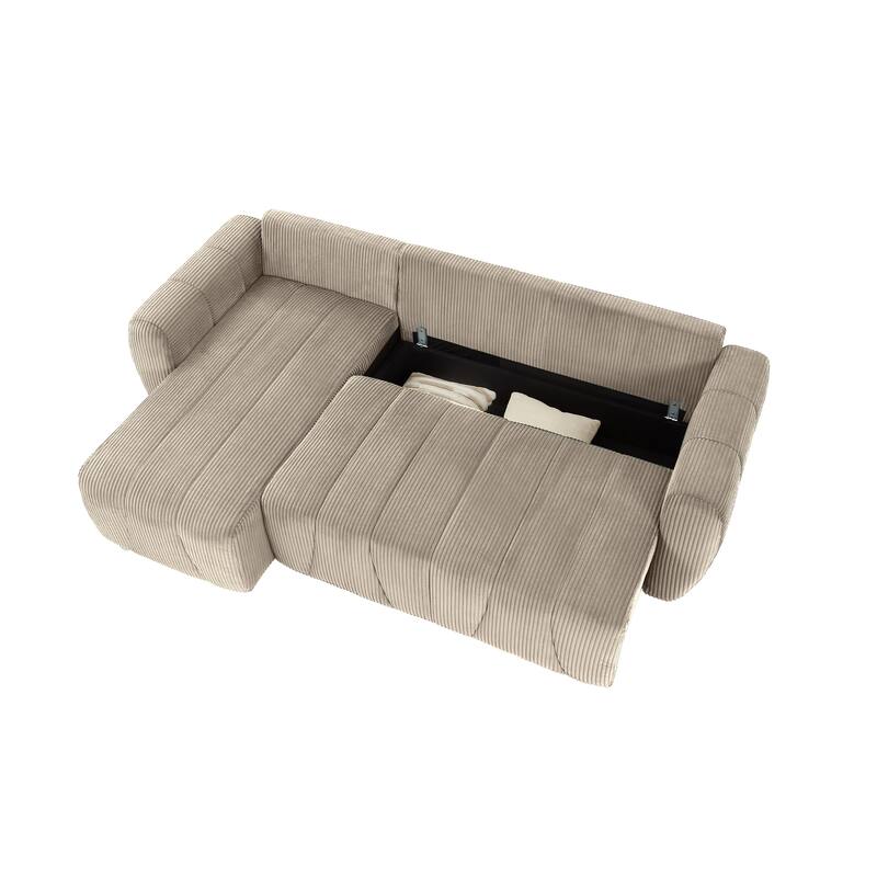 105.2" Corduroy L-Shaped Sectional Sofa with Storage