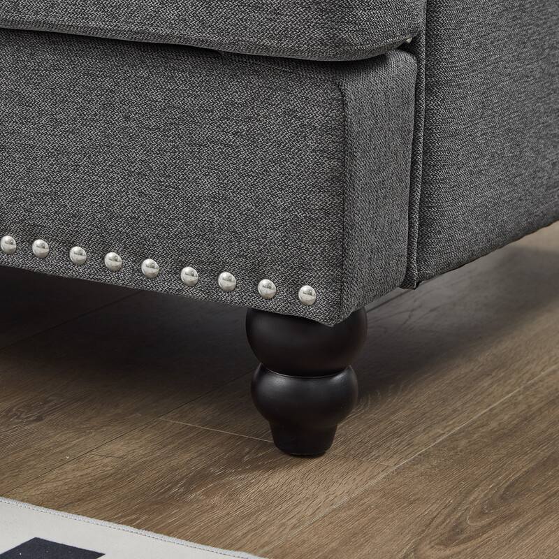 59.5" Modern Classic Design with Nails Loveseat Leather Couch,Upholstered Imitation Cowhide Leather