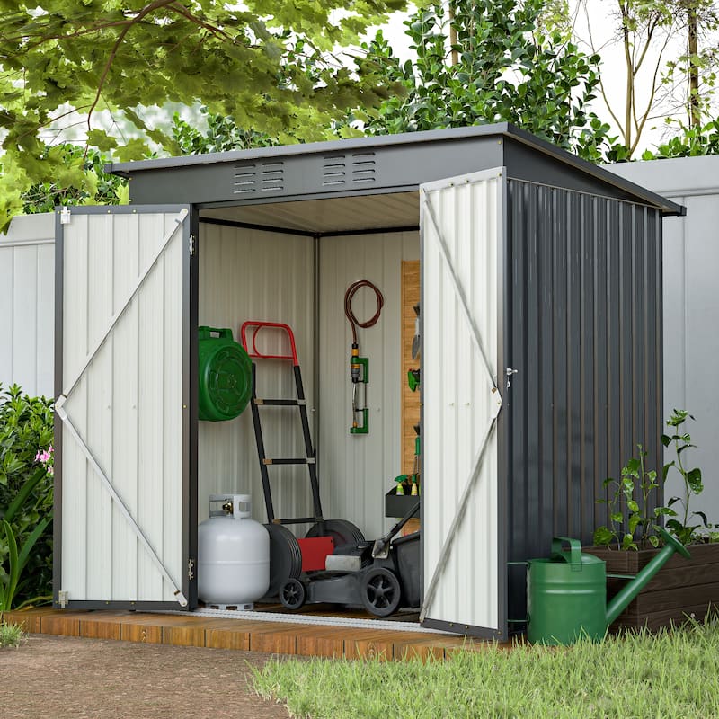 GDFStudio - Lucas All-Weather 6x4 ft Outdoor Storage Shed with Robust Construction and Easy Assembly