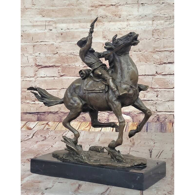 Galloping Cowboy With Revolver – Dynamic Bronze Western Sculpture Remington