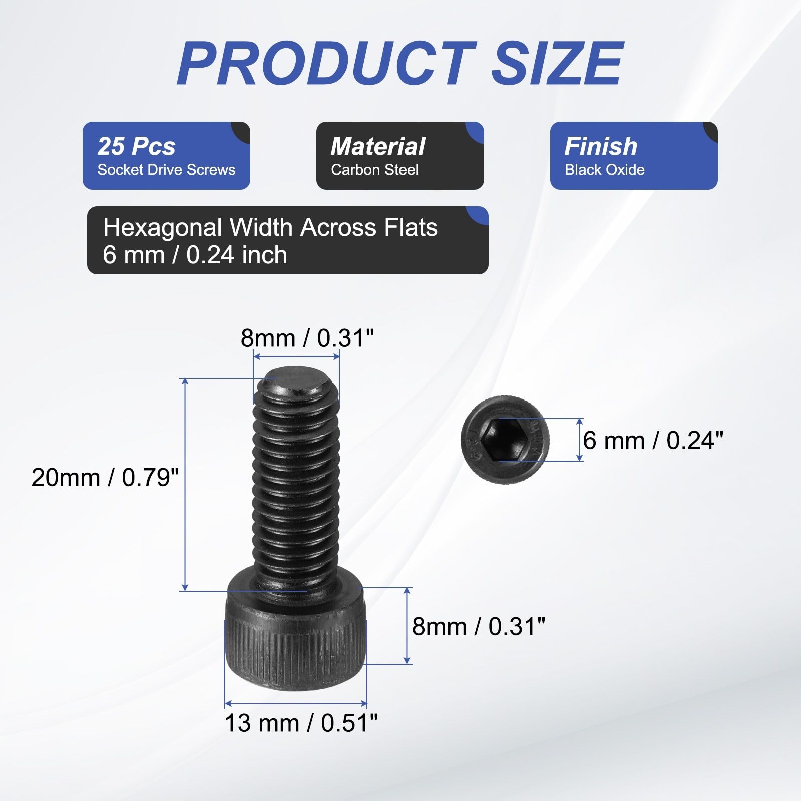 Hex Socket Head Cap Screws Bolts, Carbon Steel Socket Drive Screws, Black Oxide, Full Threads