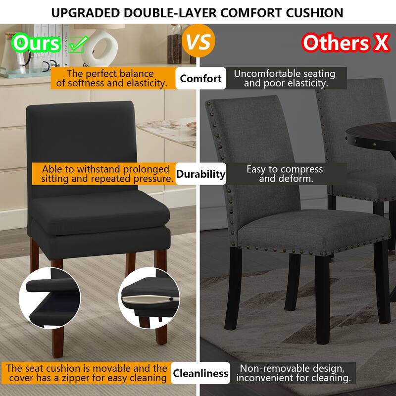 Set of 2 Upholstered Dining Chairs Modern Sidechair Performance Fabric High Back Armlesschair for Diningroom Kitchen