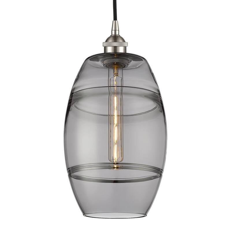 Innovations Lighting 616-1P 10 8 Vaz Pendant Vaz 8" Wide Cord-Hung - Brushed Satin Nickel / Light Smoke