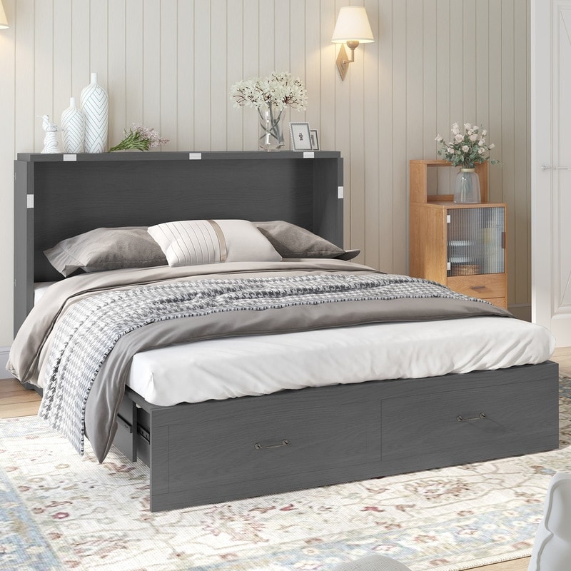 Foldable bed cabinet with charging station cheap and mattress