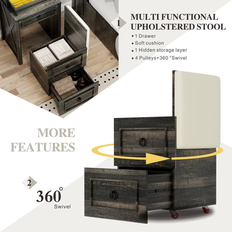 Makeup Vanity with Led Light and Hidden Storage