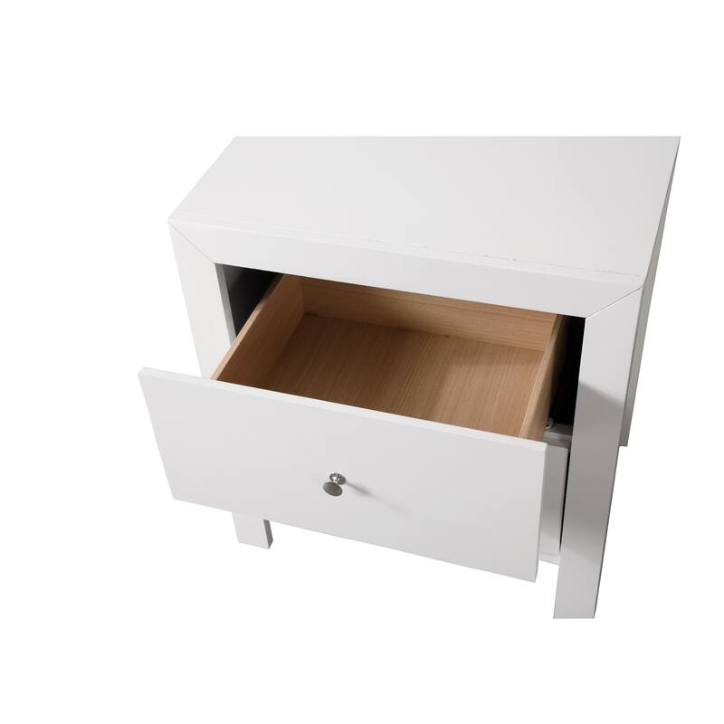2-Dovetail Drawer Wooden Nightstand - 25" - White