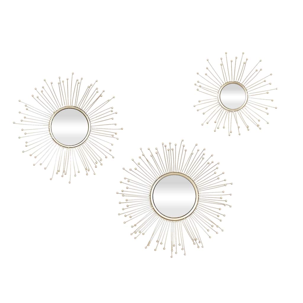 Metal Starburst Room Wall Mirror - Set of 3 Gold - Roche River Decor