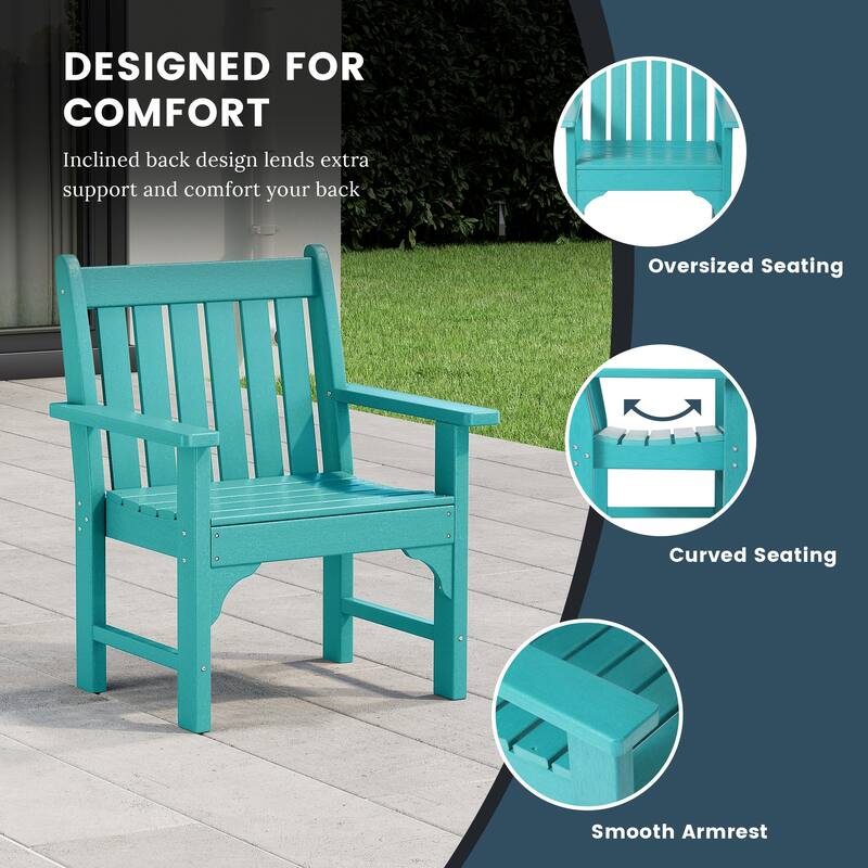 Polytrends Laguna Outdoor Patio 7-Piece Rectangular Table Garden Arm Chairs Dining Set