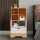 preview thumbnail 8 of 13, Wood Nightstand with Drawer and Shelf Multifunctional Bedside Cabinet