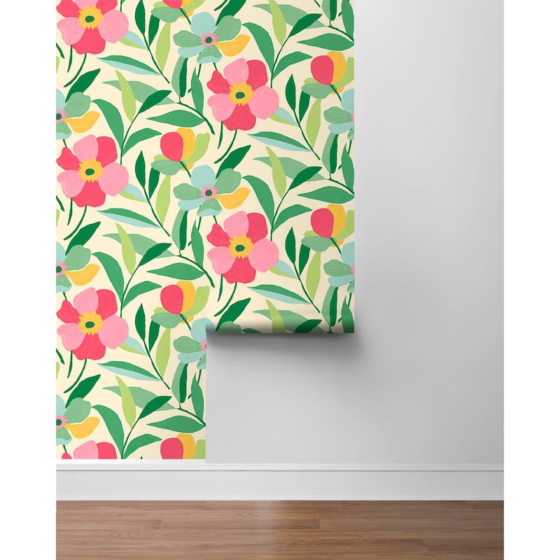 NextWall Garden Block Floral Peel and Stick Wallpaper