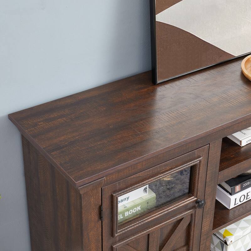 Farmhouse TV Stand with Storage, 2-Door Media Console, Barn Style Cabinet, Modern Entertainment Center, 60"