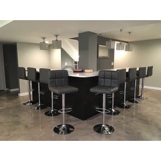 Porch & Den Galena Chrome and Faux Leather Height-adjustable Barstools (Set of 2)