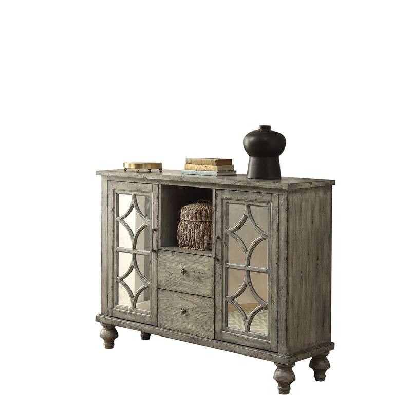 Velika Weathered Finish Console Table w/ 1 Open Compartment Storage