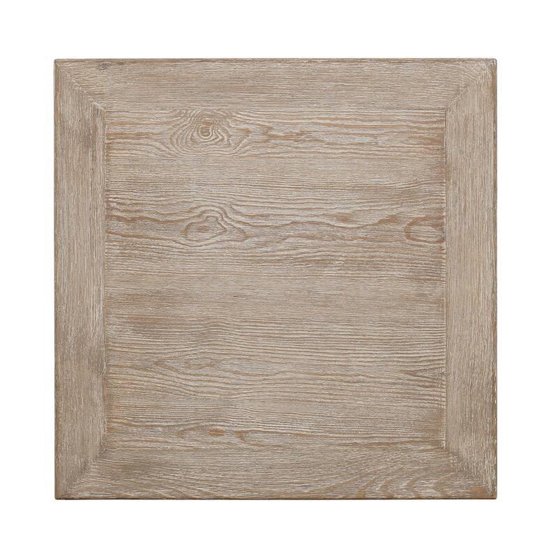 Artissance Peking Grand Framed Square Side Table, 22 Inch Tall, Weathered White Wash Finish