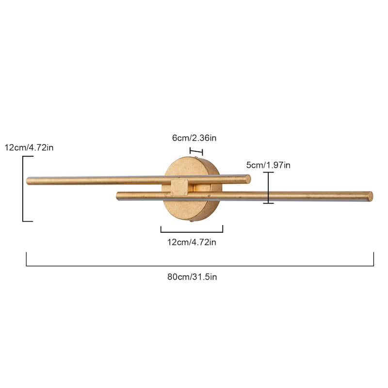 Minimalist 2-Light Dimmable LED Vanity Light Linear Metal Wall Sconce