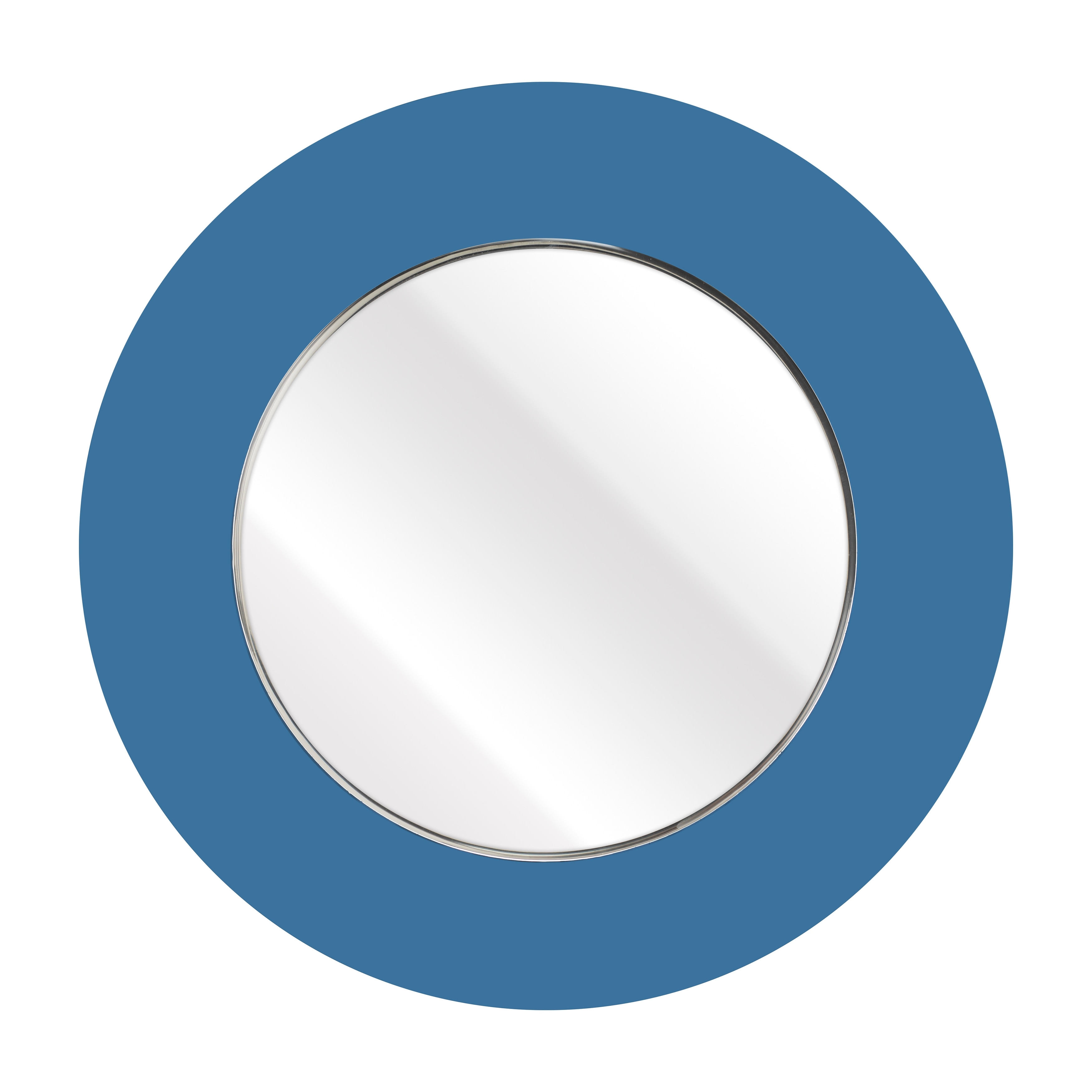 Atlas Lapis Glossy Blue Round Mirror - 34.5 inch High