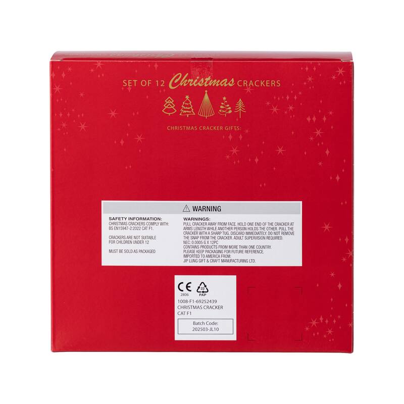 Glitzhome 12 Pack Christmas Tree Party Cracker with Gift Contents