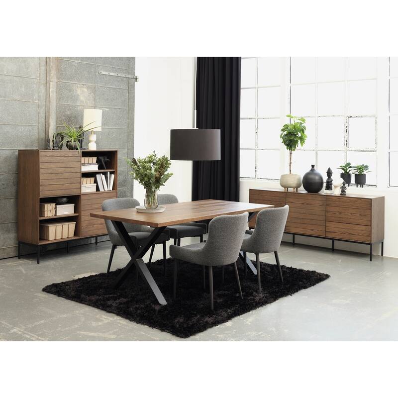 Rye Studio Boucle Dining Chairs with Black Steel Legs, Set of 2