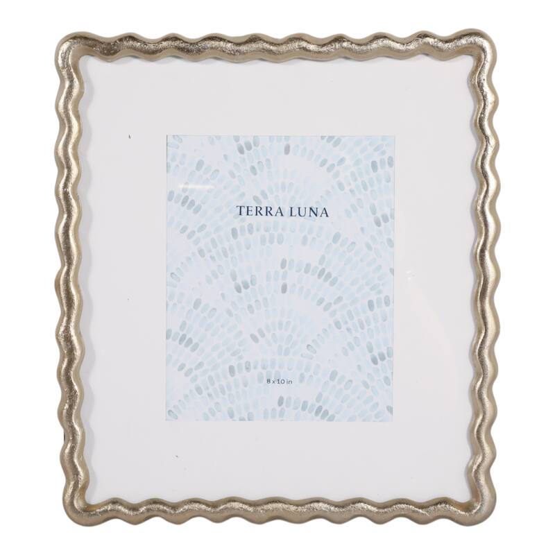 Metal Wood Picture Frame Glass Fronts Wavy Edge Design Glam Boho - 15.25" x 0.75" x 17"