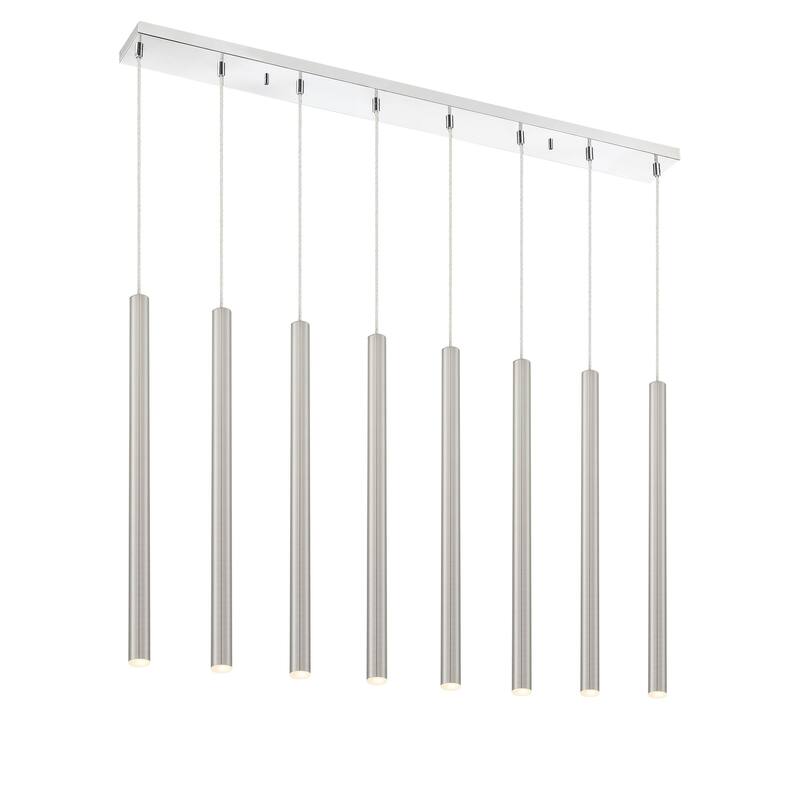 Z-Lite Forest 8 Light 44" Wide LED Linear Pendant with 24" Pendants - Brushed Nickel / Chrome