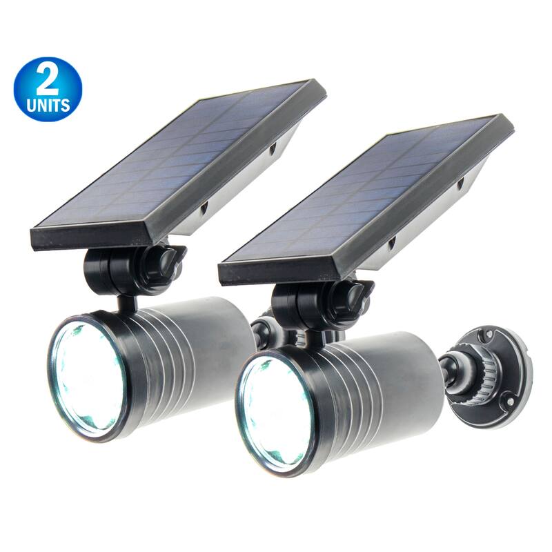 8 LED Solar Powered Motion Security Sensing Spotlight - IP66 Waterproof, 360°Rotatable 1400LM Warm Bright White Floodlight - Set of 2