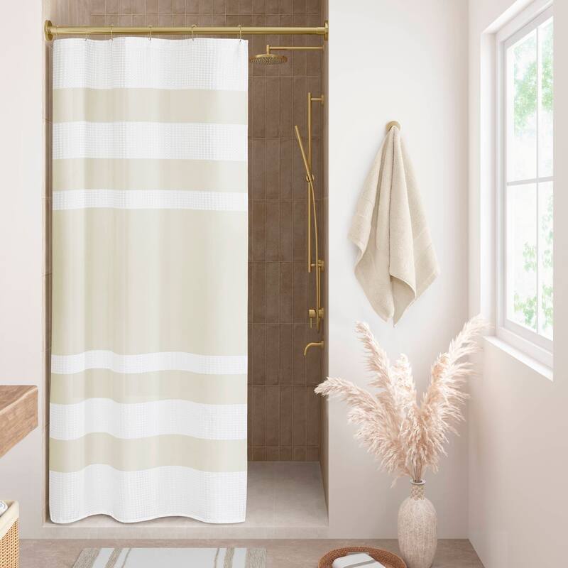 Madison Park Spa Waffle Shower Curtain with 3M Treatment - 36x72'' - Cream