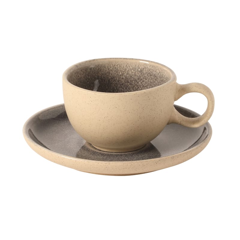 Gibson Elite Manila Bay 8-Piece Stoneware 5 oz Reactive Glaze Expresso & Coffee Cup and Saucer Set, Assorted Colors