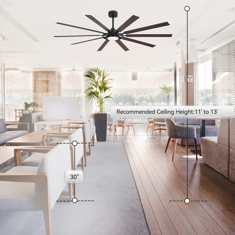 80/72/52/42-IN LED Ceiling Fan with Light Kit and Remote(5/10/12-Blade)