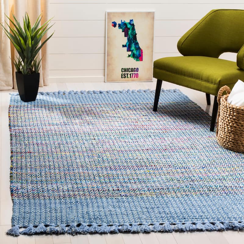 SAFAVIEH Handmade Flatweave Montauk Bylgja Casual Cotton Rug - 8' x 10' - Blue/Multi