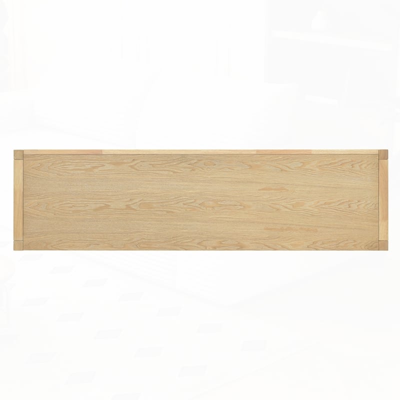 Rattan Buffet Storage Cabinet with Solid Wood Frame