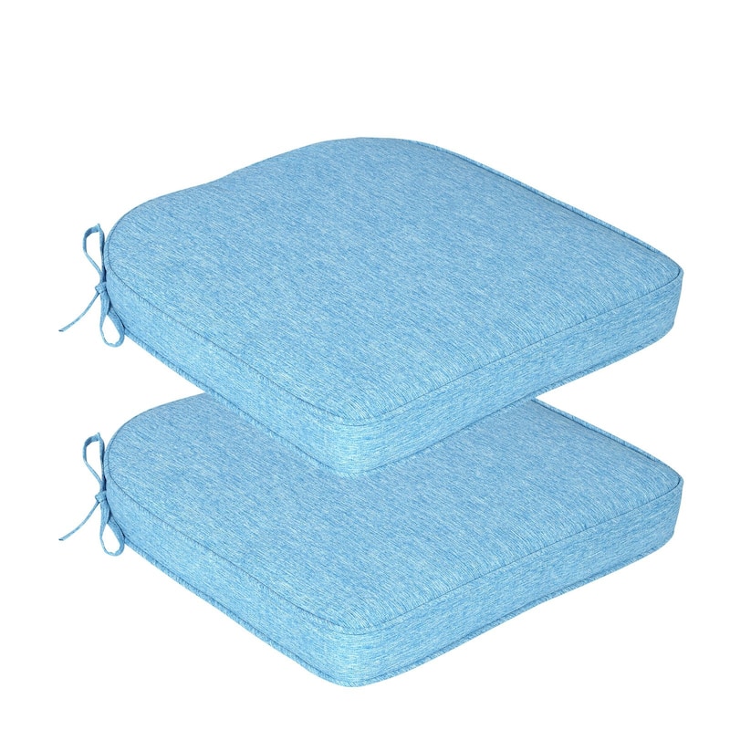 Aoodor Outdoor Dining Chair Cushions Set of 2, Outdoor Chair Pads with Ties, 21 x 21 inch - 21"x21" - Lake Blue