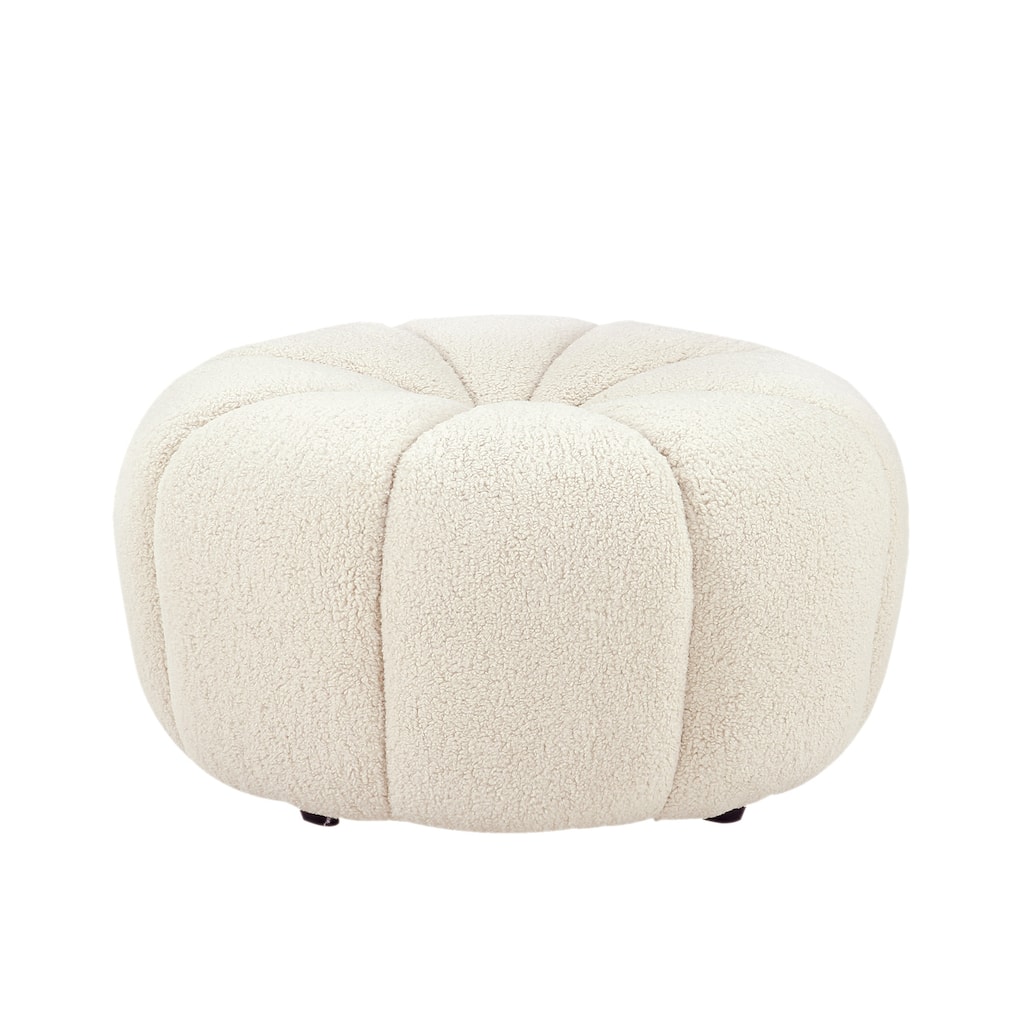 Pasargad Home Noho Pompeii Boucle Ottoman, Cream