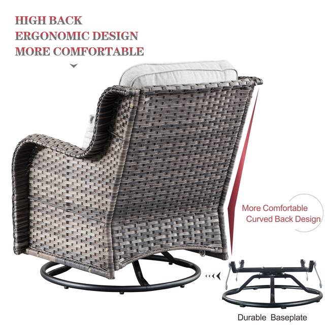 OVIOS 6-piece Rattan Wicker Patio Furniture Set Swivel Rocking Chair Set