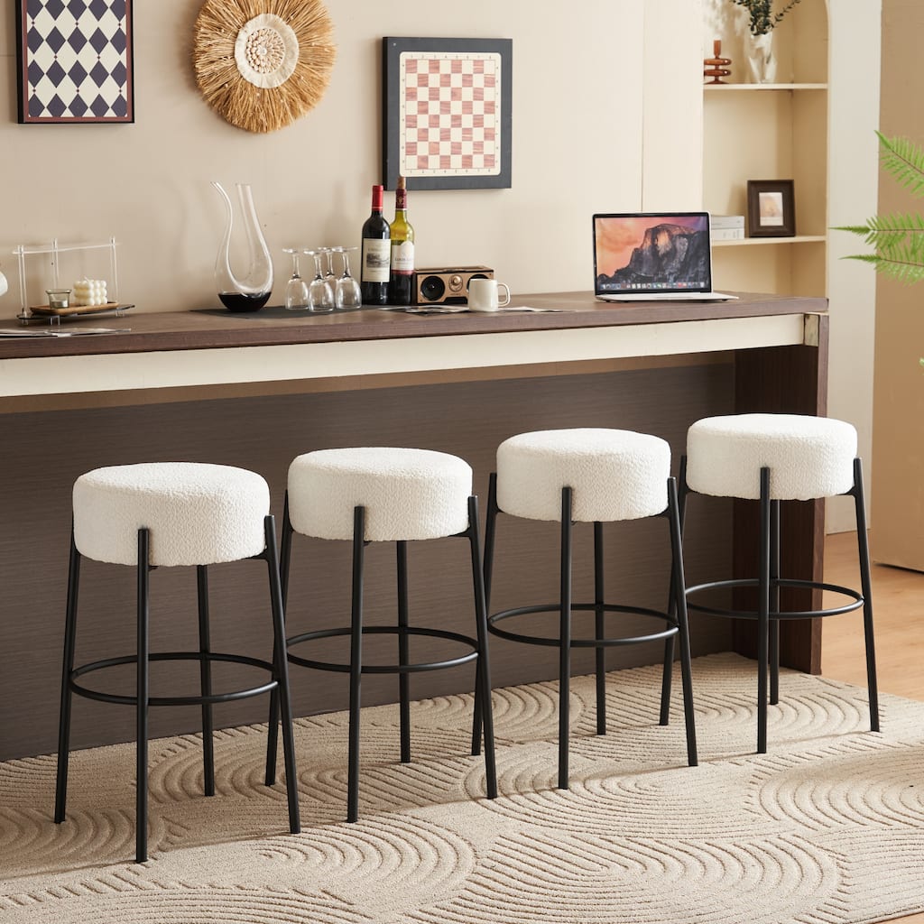 30" Tall, Round High Bar Stools, Set of 2