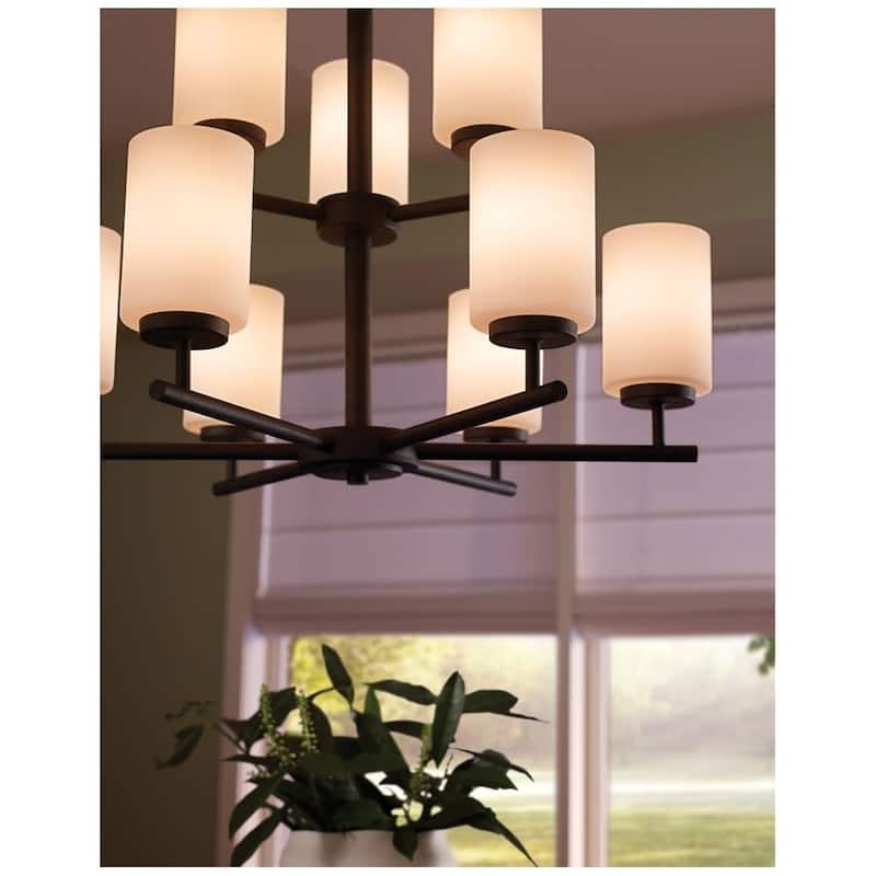 Bellevue Pope 3 Light 24" Wide Shaded Linear Chandelier with Etched