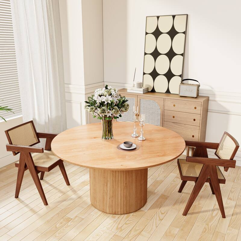 Round Dining Table Modern Farmhouse Breakfast Table for 4-8