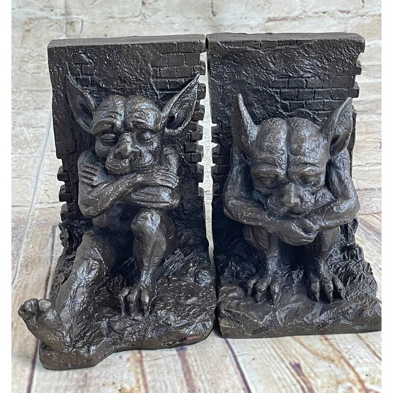 Gargoyles Bookends Book End Bronze Sculpture Statue Mythical Figurine Art Decor