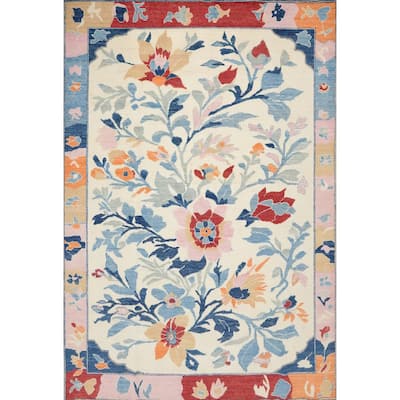 Hand Knotted Oriental 100% Wool Carpet Transitional Floral Beige & Ivories Oushak Area Rug - 9' 11'' X 8' 4''