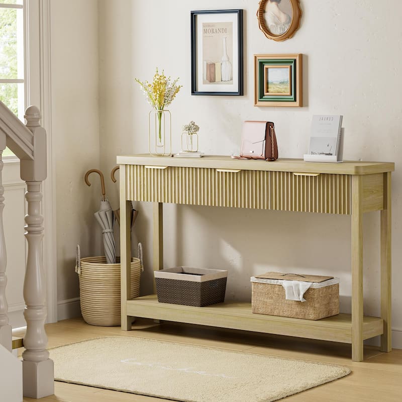 51"Wood Console Sofa Table with 3 Drawers for Living Room