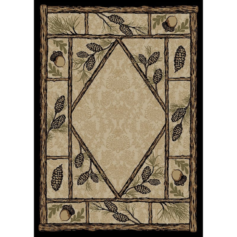 American Destination Brasstown Bald Pine Cone Area Rug - 5'3" x 7'3" - Beige