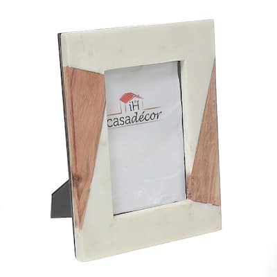 White Marble & Wooden Picture Frame 6X4