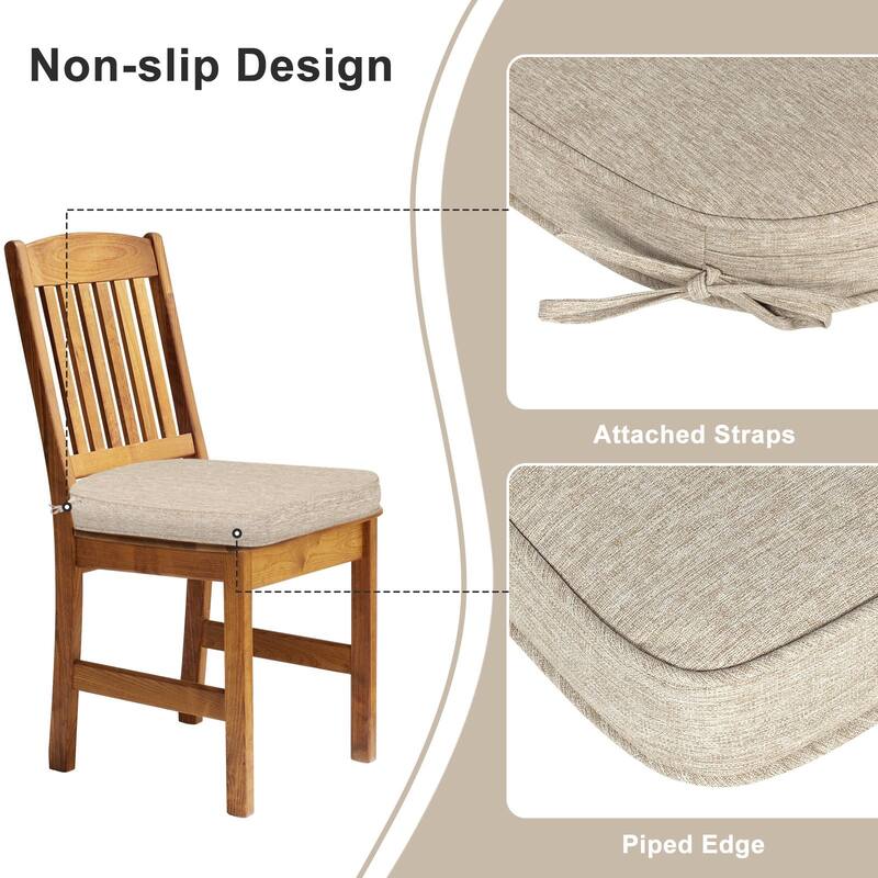 Aoodor Outdoor Dining Chair Cushions Set of 2, Outdoor Chair Pads with Ties, 20 x 19 inch